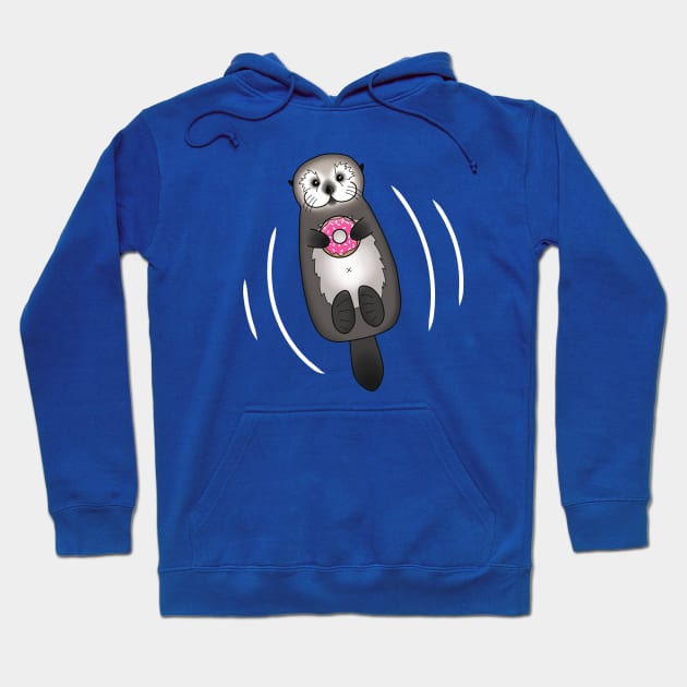 Otter with Donut - Cute Otter Holding Doughnut with Little Paws Hoodie by prettyinink